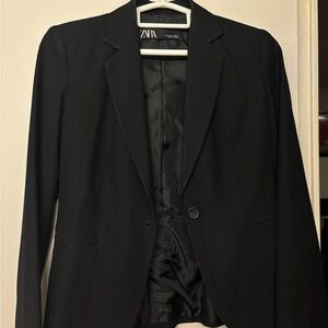Zara Womens Black Single-Button Blazer